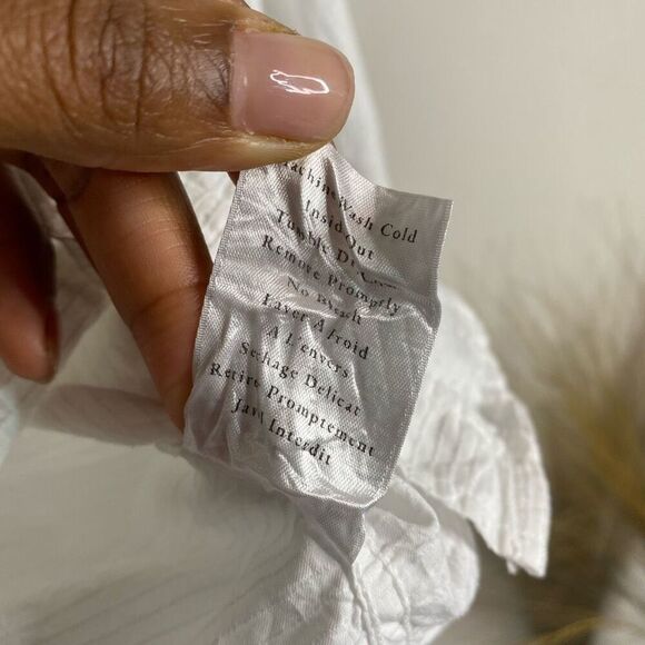 Frank & Eileen Top Barry Button Down Crinkle Solid White‎ Long Sleeve Blouse XS - Picture 8 of 8